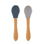 Minikoioi Colheres Bambu Cinza e Azul