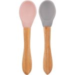 Minikoioi Colheres Bambu Cinza e Rosa