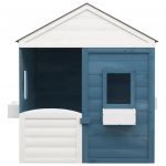vidaXL Casinha de Brincar com Porta Bloqueável e Vasos Abeto Maciço - 1106480123