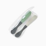Béaba Conjunto 2 Colheres Silicone 1ª Idade + Caixa Transporte Mineral Verde