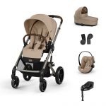Trio Cybex Balios S Lux + Cloud G i-Size Plus + Base G + Adaptadores + Alcofa Cot S Lux Almond Beige