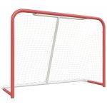 vidaXL Baliza hóquei c/rede 153x60x118cm aço/poliéster vermelho/branco