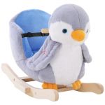 HomCom Cavalo Baloiço Pinguim 60x33x50 cm Cinza - 330-096