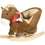 HomCom Cavalo Baloiço para Bebés com Sons Cinto de Segurança 60x33x50 cm Castanho - 330-160V00CF
