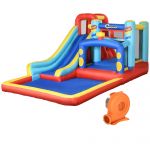 Outsunny Castelo Insuflável com Inflador Escorrega Trampolim Piscina Bolsa de Transporte 435x245x200cm