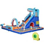 Outsunny Castelo Insuflável Infantil 6 em 1 com Escorrega Piscina Parede de Escalada Canhão de Água 440x350x240 cm