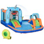 Outsunny Castelo Insuflável com Escorrega Trampolim Piscina Inflador e Bolsa de Transporte para Exterior 342-052V90