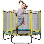 ZONEKIZ Trampolim para Crianças com Rede de Segurança e 3 Pés de Aço em Forma de U para Interior Ø140x113 cm