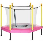 ZONEKIZ Trampolim para Crianças 95x85 cm com Rede de Segurança trampolim Infantil para Crianças de 3-6 Anos 122x122x97 cm