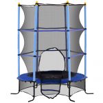 HOMCOM Trampolim para Crianças com Rede de Segurança e Estrutura de Aço para Interiores e Exteriores Carga 50 kg Ø163x190 cm Azul - 342-009V02BU Ø163x190 cm
