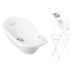 Babyactive Banheira 86 cm com Suporte, Assento Anti-derrapante e Sistema de Drenagem Wild & Free White - Elephant