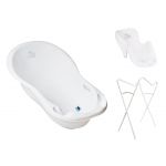 Babyactive Banheira 86 cm com Suporte, Assento Anti-derrapante e Sistema de Drenagem Little Bunnies White