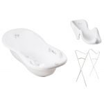 Babyactive Banheira 102 cm com Suporte, Assento Anti-derrapante e Sistema de Drenagem Owl White