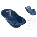 Babyactive Banheira 102 cm com Suporte, Assento Anti-derrapante e Sistema de Drenagem Meteo Blue