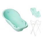 Babyactive Banheira 102 cm com Suporte, Assento Anti-derrapante e Sistema de Drenagem Little Bunnies Green