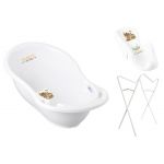 Babyactive Banheira 102 cm com Suporte e Assento Anti-derrapante Wild & Free White - Little Deer