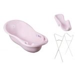 Babyactive Banheira 102 cm com Suporte e Assento Anti-derrapante Duck Pink
