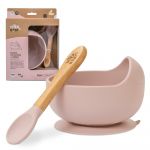 Interbaby Taça com Ventosa + Colher de Silicone Rosa Escuro