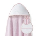 Interbaby Toalha de Banho 100X100 Algodão + Babete Punto de Cruz Rosa