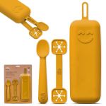 Interbaby Conjunto Porta Talheres + Colher e Porta Babetes de Silicone Ocr Terra