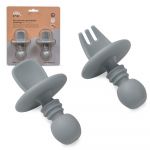 Interbaby Conjunto de Talheres de Aprendizagem de Silicone (anti Sufoco) Cinza Petrola