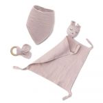 Interbaby Conjunto Doudou + Bandana + Mordedor Oso Rosa Escuro