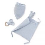 Interbaby Conjunto Doudou + Bandana + Mordedor Oso Azul/cinza
