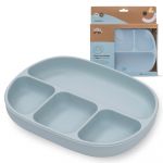Interbaby Prato de Silicone com Ventosa e Tampa Azul Cinzento