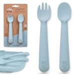 Interbaby Colher e Garfo de Silicone Azul Cinzento
