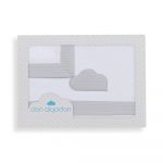 Don Algodon Conjunto 3 Peças Berço (Lençol 106x82 + Lençol Colchão 85x55x9 + Almofada 50x30) Algodão-Nuvem-B/Rosa