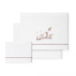 Don Algodon Conjunto 3 Peças Berço (Lençol 106x82 + Lençol Colchão 85x55x9 + Almofada 50x30) Algodão-Jirafa Tren - B/Rosa