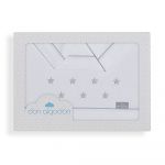 Don Algodon Conjunto 3 Peças Berço (Lençol 106x82 + Lençol Colchão 85x55x9 + Almofada 50x30) Algodão-Enzo-B/Cinza