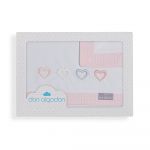 Don Algodon Conjunto 3 Peças Berço (Lençol 106x82 + Lençol Colchão 85x55x9 + Almofada 50x30) Algodão-Cuore-B/Rosa