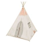 Kikkaboo Tipi em Madeira com Tapete de Atividades Almofadado - Casa Bege