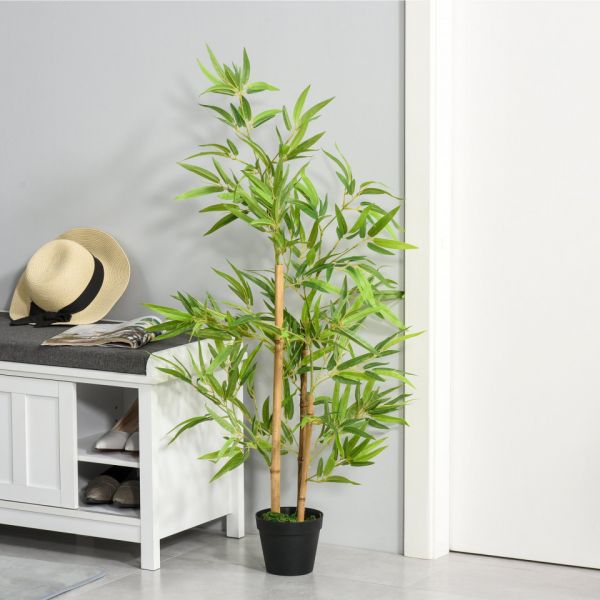 Outsunny Planta de Bambú Artificial No Vaso 120cm Planta Artificial  Decorativa para Interior e Exterior Casa Sala de Estar Escritório Verde |  Kuantokusta
