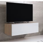 Móveis Bonitos Móvel de Tv Modelo Luke H1 (100x30cm) Sonoma e Branca - TVSD031SOWH-1BOX