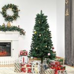 Homcom Árvore de Natal Artificial 150cm Ignífuga com 454 Ramas com 2 Tipos de Pontas de Pvc e Base de Aço Decoração de Natal para Interiores Verde