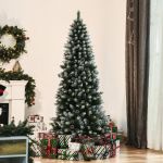 Homcom Árvore de Natal Artificial Ø75x180cm com 630 Ramas e 37 Pinhas Folhas de Pvc Base Dobrável e Suporte Metálico Decoração de Natal para Interiores Verde