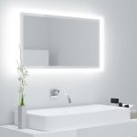Espelho Casa de Banho LED 80x8,5x37cm Contrap. Branco Brilhante - 804929