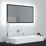 Espelho Casa de Banho LED 80x8,5x37 cm Contraplacado Cinzento - 804926