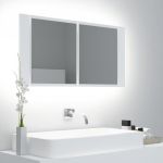 Móvel de WC Armário Espelhado de LED 90x12x45 cm Branco - 804972