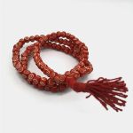 Tibetan Meditation Shop Mala de Osso de Yak Gravado Vermelho
