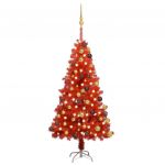 Árvore Natal Artificial C/ Luzes LED e Bolas 120cm PVC Vermelho - 3077512