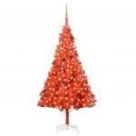 Árvore Natal Artificial C/ Luzes LED e Bolas 240cm PVC Vermelho - 3077516