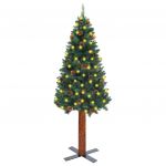 Árvore Natal Fina + Led/mad. e Pinhas Genuínas 150cm PVC Verde - 3077759