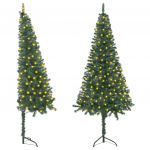 Árvore Natal Artificial de Canto com Luzes LED 240 cm PVC Verde - 3077936