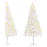 Árvore Natal Artificial de Canto com Luzes LED 150cm PVC Branco - 3077938