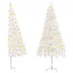 Árvore Natal Artificial de Canto com Luzes LED 180cm PVC Branco - 3077939