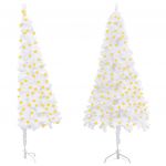 Árvore Natal Artificial de Canto com Luzes LED 240cm PVC Branco - 3077941
