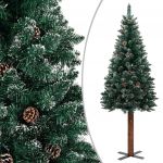 Árvore de Natal Fina Madeira Genuína e Neve Branca 150 cm Verde - 320960